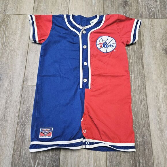 Mighty Mac Vintage Philadelphia 76ers Jersey Romper One Piece Baby Toddler 2T - Picture 1 of 11